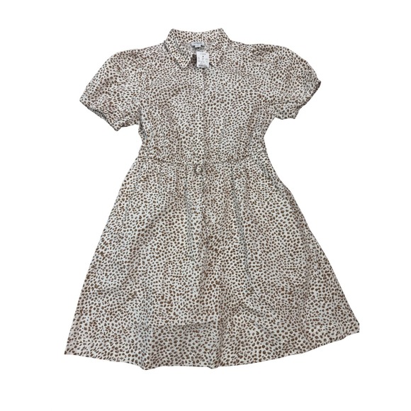 J. Crew Leopard Print Shirtdress Button Front Tie Waist Short Sleeve Size 2 - Picture 2 of 7
